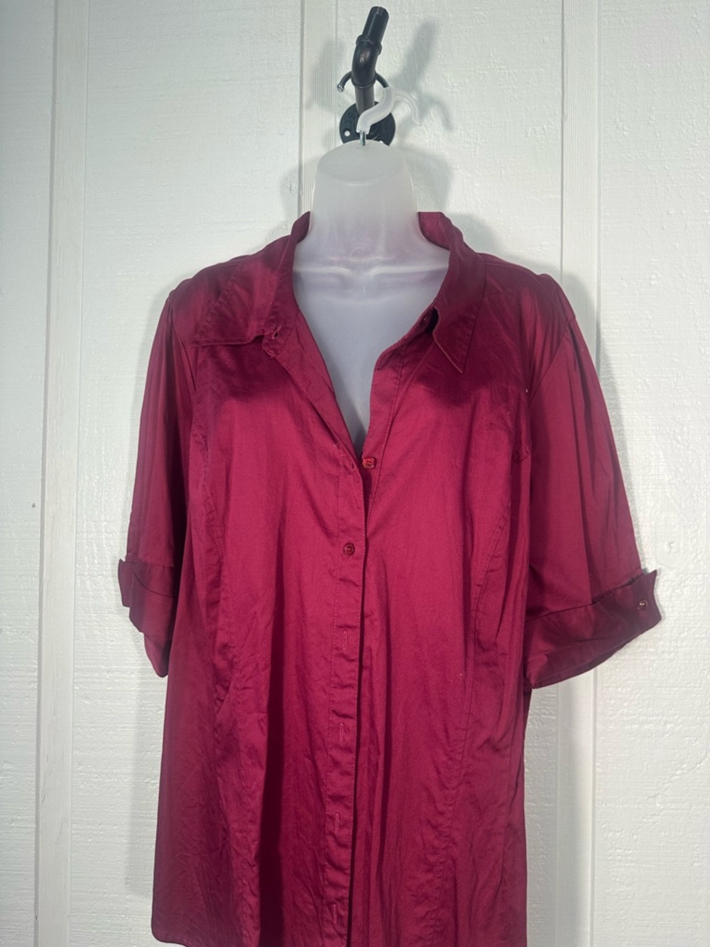 Lane Bryant Burgundy Button Down Top Size 22/24 EUC - Picture 4 of 7